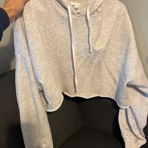 Cropped Grey Hollister Hoodie